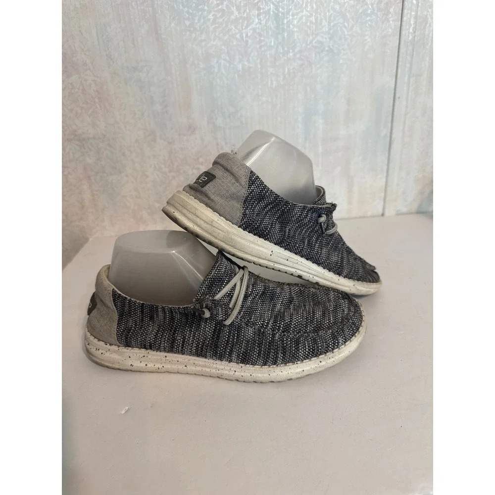 Hey Dude Wendy Sox Dark Grey Knit Slip On Loafers Shoes 121923000 US 9 EU 40